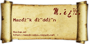 Mazák Ödön névjegykártya